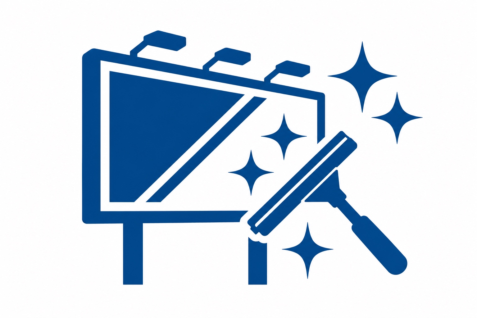 Blaues Symbol für Werbeschilderreinigung